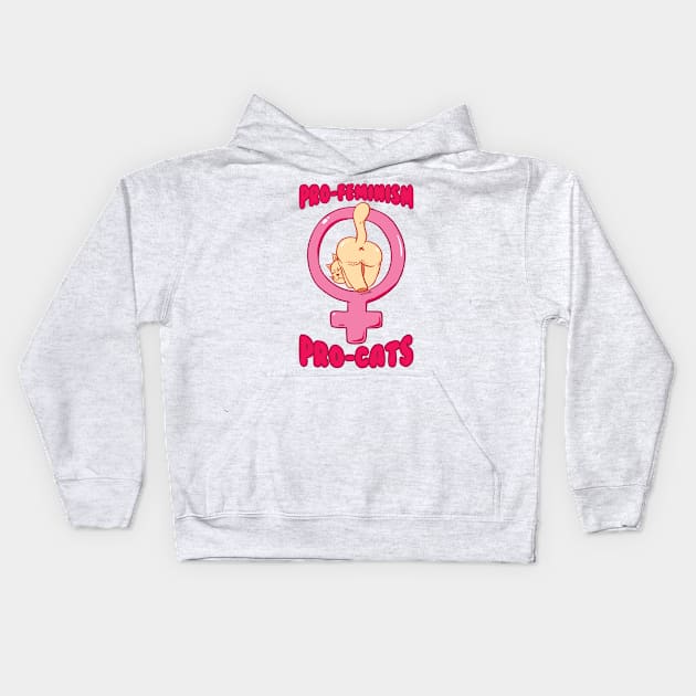 Pro-Feminism Pro-Cats Kids Hoodie by hothippo